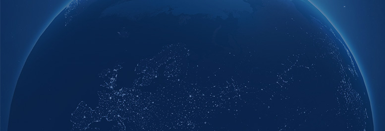 A digital visualization of Earth from space showing a global network with glowing blue connections spanning across continents